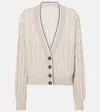Brunello Cucinelli Plunging V-neck Sweater With Sequin Embellishments In Beige