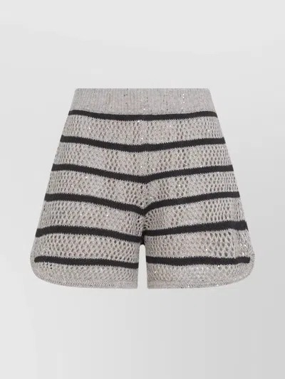 BRUNELLO CUCINELLI STRIPED LINEN KNIT BERMUDA