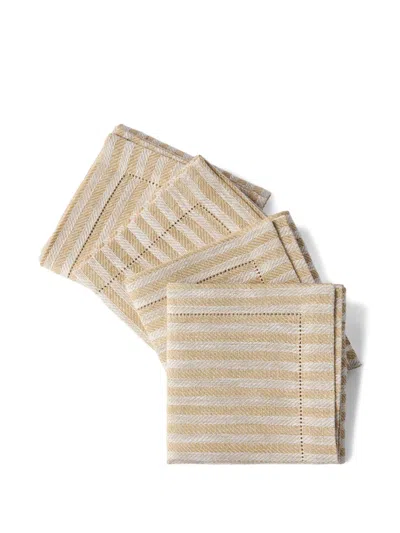 Brunello Cucinelli Striped Linen Napkins (pack Of Four) In Multi