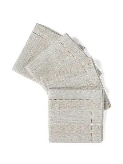 Brunello Cucinelli Striped Linen Napkins (pack Of Four) In Neutral
