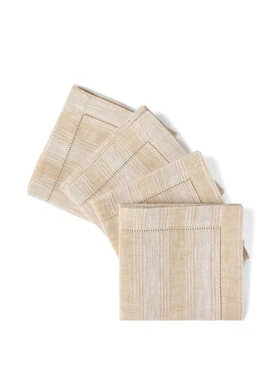Brunello Cucinelli Striped Linen Napkins (pack Of Four) In Neutral