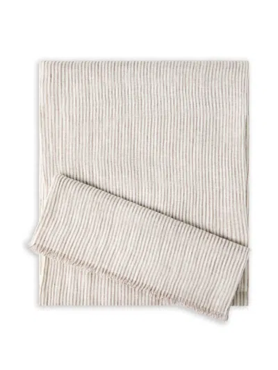 Brunello Cucinelli Striped Linen Scarf In Neutral