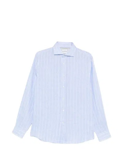Brunello Cucinelli Striped Linen Shirt In Blue