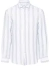 Brunello Cucinelli Striped Linen Shirt In White
