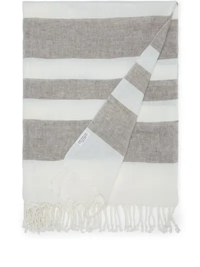 Brunello Cucinelli Striped Linen Towel In Neutrals