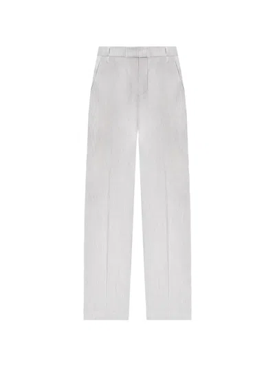 Brunello Cucinelli Striped Linen-blend Trousers In Gray