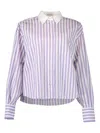 Brunello Cucinelli Striped Logo-embroidered Shirt In Purple