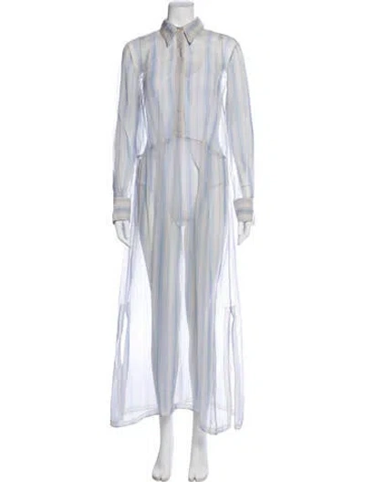 Pre-owned Brunello Cucinelli Striped Long Dress In Blue