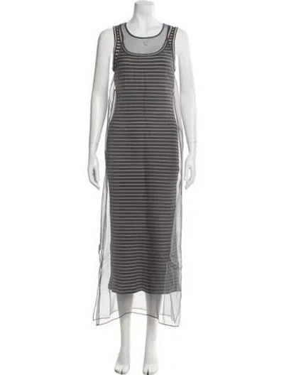 Pre-owned Brunello Cucinelli Striped Long Dress In Gray