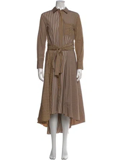 Pre-owned Brunello Cucinelli Striped Long Dress In Neutral
