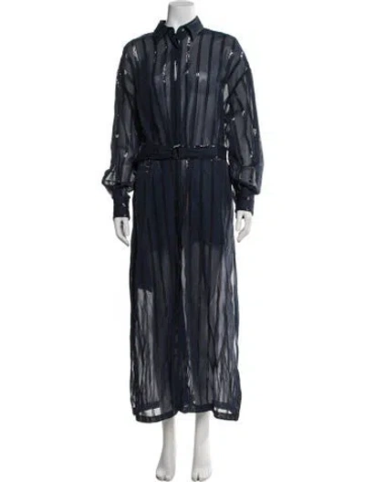 Pre-owned Brunello Cucinelli Striped Long Dress W/ Tags In Blue
