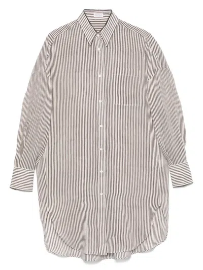 Brunello Cucinelli Langes Hemd Mit Streifen In Multicolor
