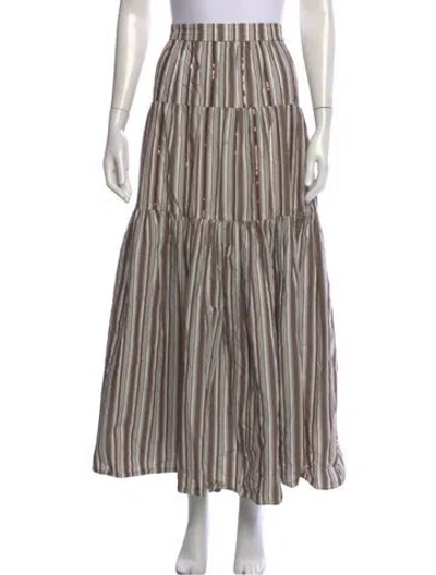 Pre-owned Brunello Cucinelli Striped Long Skirt In Brown