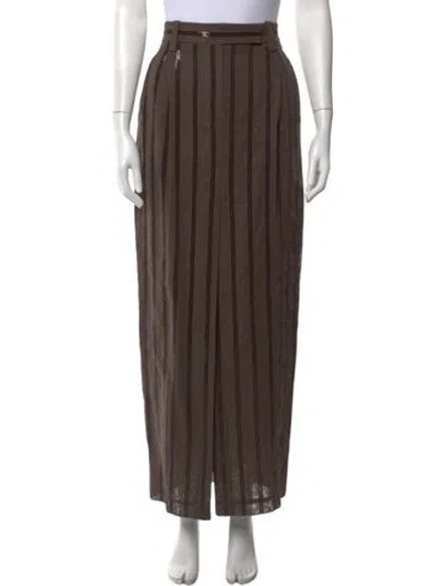 Pre-owned Brunello Cucinelli Striped Long Skirt In Brown