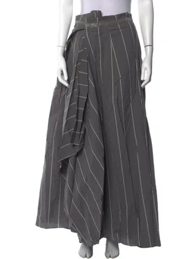 Pre-owned Brunello Cucinelli Striped Long Skirt In Gray