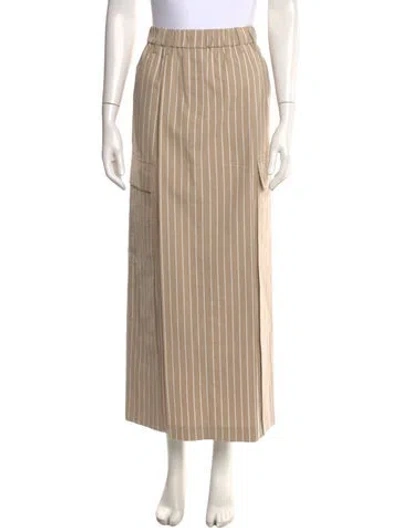 Pre-owned Brunello Cucinelli Striped Long Skirt W/ Tags In Brown