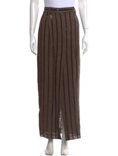 Pre-owned Brunello Cucinelli Striped Long Skirt W/ Tags In Brown
