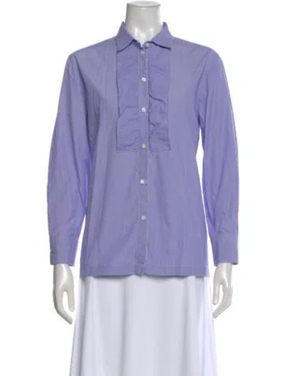 Pre-owned Brunello Cucinelli Striped Long Sleeve Blouse In Blue