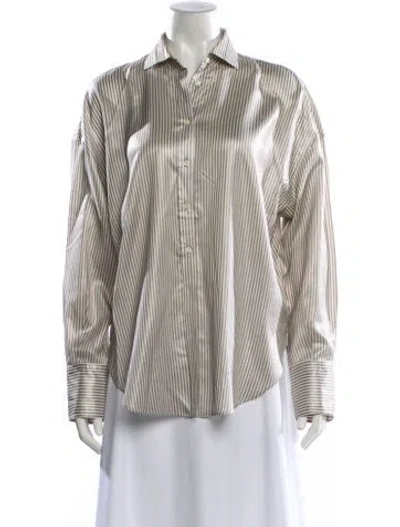 Pre-owned Brunello Cucinelli Striped Long Sleeve Blouse In Neutral
