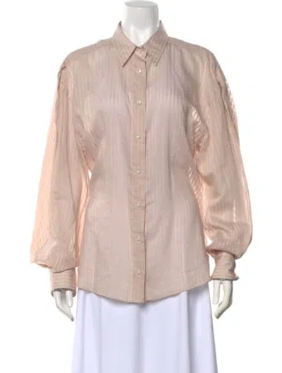 Pre-owned Brunello Cucinelli Striped Long Sleeve Blouse In Neutrals
