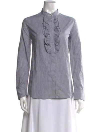 Pre-owned Brunello Cucinelli Striped Long Sleeve Blouse W/ Tags In Multi