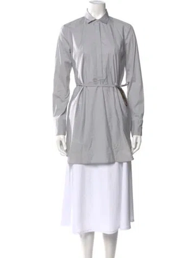 Pre-owned Brunello Cucinelli Striped Long Sleeve Blouse In White