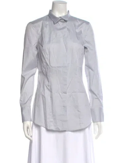 Pre-owned Brunello Cucinelli Striped Long Sleeve Blouse In White