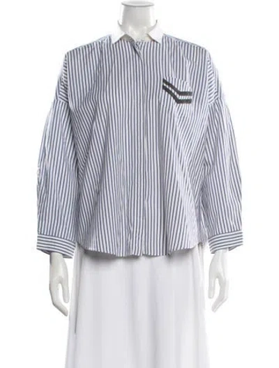 Pre-owned Brunello Cucinelli Striped Long Sleeve Button-up Top In Multi