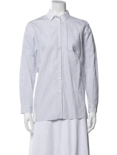Pre-owned Brunello Cucinelli Striped Long Sleeve Button-up Top In Neutrals