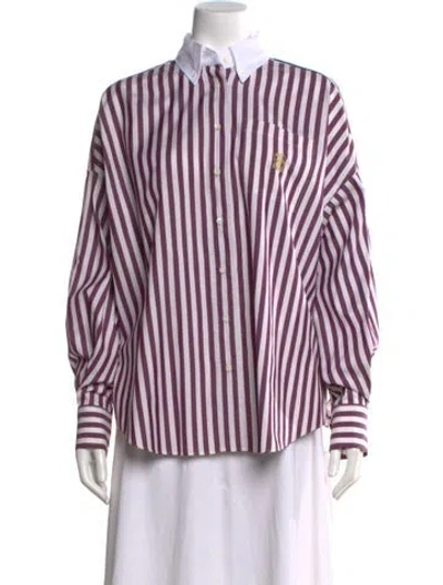 Pre-owned Brunello Cucinelli Striped Long Sleeve Button-up Top W/ Tags In Multi