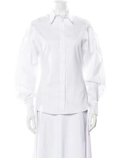Pre-owned Brunello Cucinelli Striped Long Sleeve Button-up Top W/ Tags In Neutral