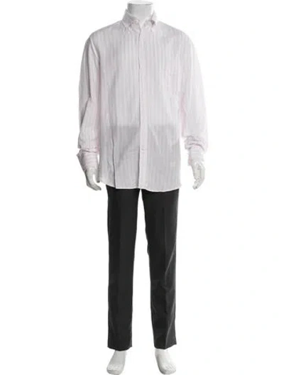 Pre-owned Brunello Cucinelli Striped Long Sleeve Dress Shirt In Pink