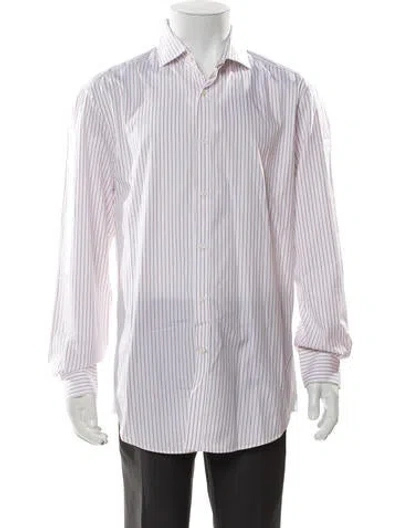 Pre-owned Brunello Cucinelli Striped Long Sleeve Dress Shirt In White