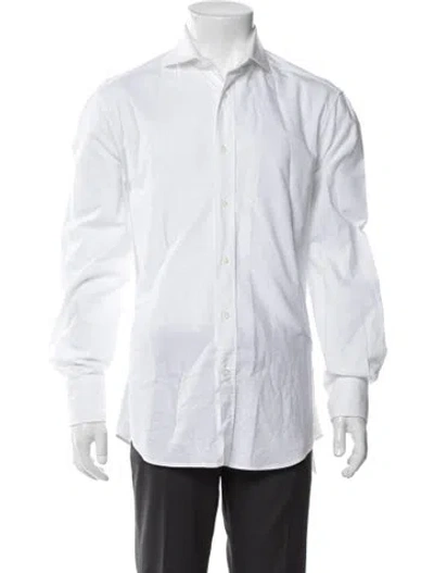Pre-owned Brunello Cucinelli Striped Long Sleeve Dress Shirt In White