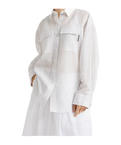 Brunello Cucinelli Striped Long-sleeve Shirt In White