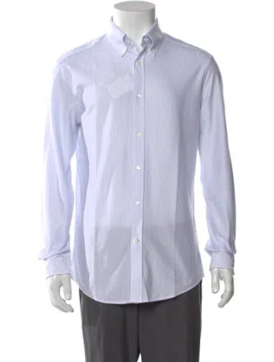 Pre-owned Brunello Cucinelli Striped Long Sleeve Shirt W/ Tags In Blue