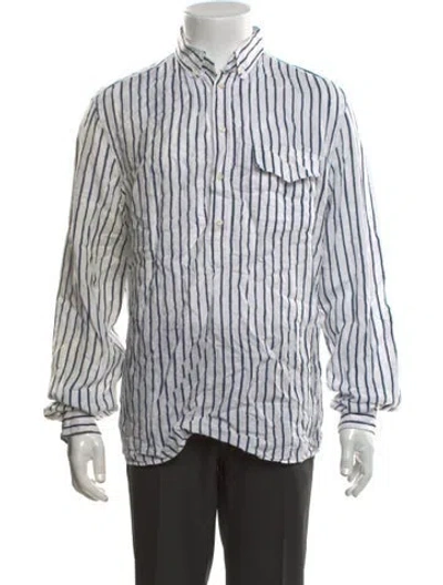 Pre-owned Brunello Cucinelli Striped Long Sleeve Shirt In White