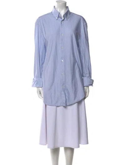 Pre-owned Brunello Cucinelli Striped Long Sleeve Tunic In Blue