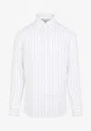 Brunello Cucinelli Striped Pattern Linen Shirt In White