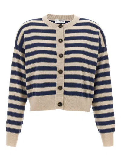 BRUNELLO CUCINELLI STRIPED LONG-SLEEVES CARDIGAN