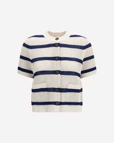 Brunello Cucinelli Striped Mesh Cardigan In Multi