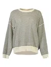 Brunello Cucinelli Striped Metallic Sweater In Gray