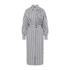 Brunello Cucinelli Striped Midi Shirt Dress With Floral Embroidery