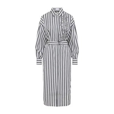 BRUNELLO CUCINELLI BRUNELLO CUCINELLI STRIPED MIDI DRESS WOMEN