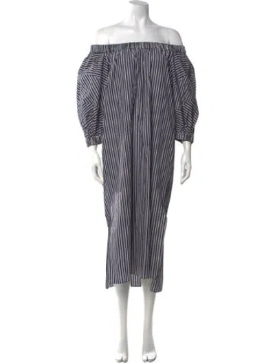 Pre-owned Brunello Cucinelli Striped Midi Length Dress In Black/white