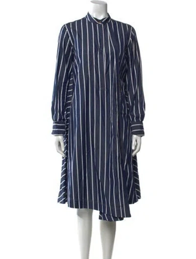 Pre-owned Brunello Cucinelli Striped Midi Length Dress In Blue
