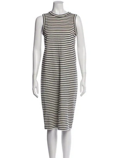 Pre-owned Brunello Cucinelli Striped Midi Length Dress In Gray