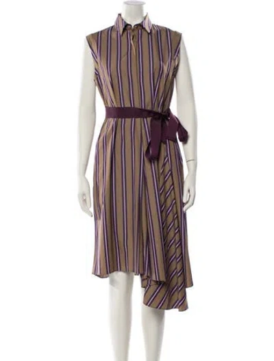 Pre-owned Brunello Cucinelli Striped Midi Length Dress In Neutral