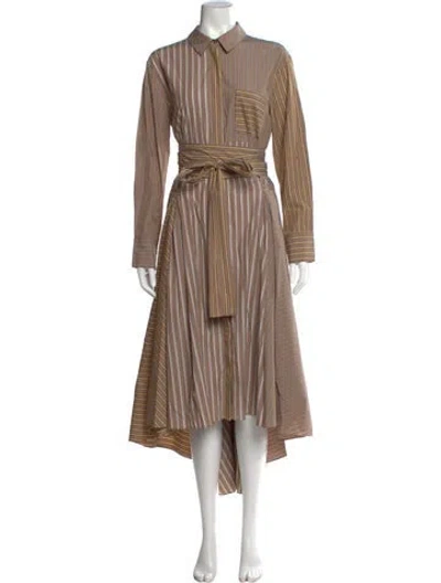 Pre-owned Brunello Cucinelli Striped Midi Length Dress In Neutrals