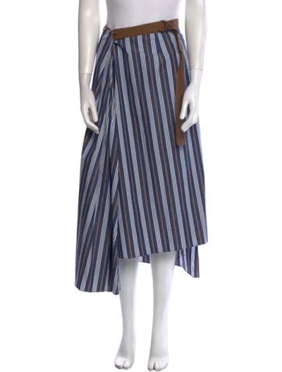 Pre-owned Brunello Cucinelli Striped Midi Length Skirt In Blue